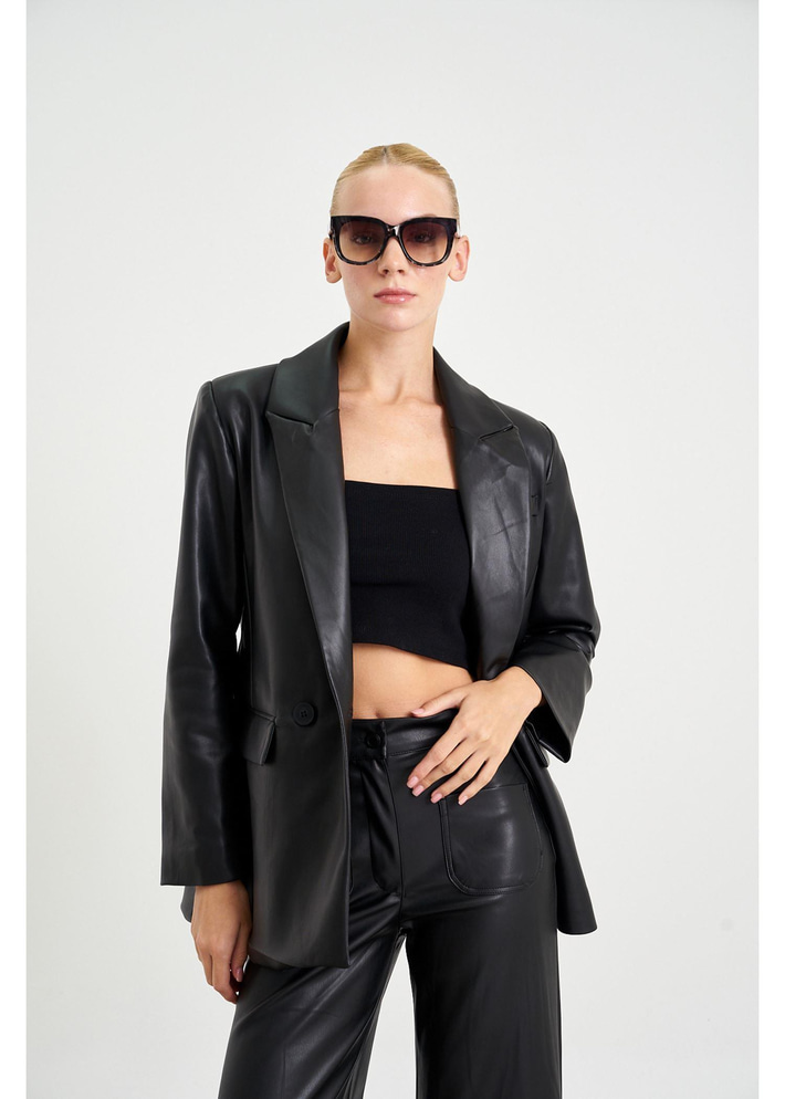 Kruvaze Yaka Deri Ceket