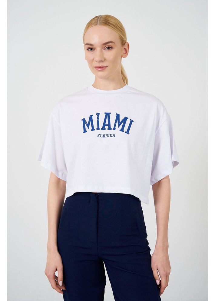 Miami Baskılı Kısa Süprem T-Shirt