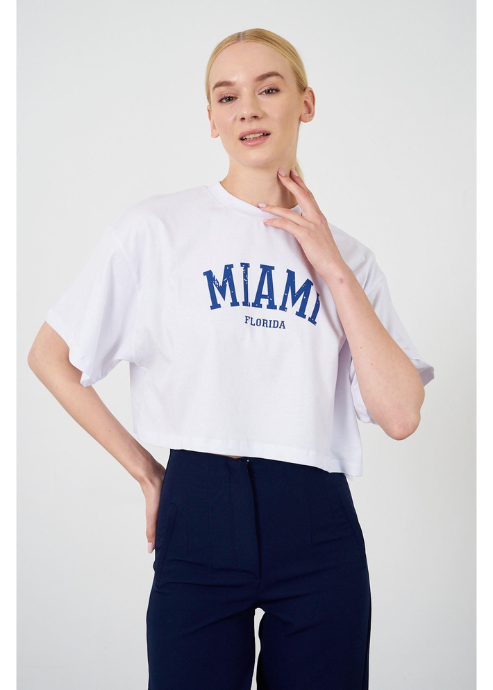 Miami Baskılı Kısa Süprem T-Shirt
