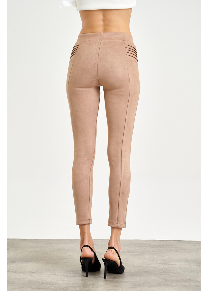 Nervür Detaylı Süet Tayt