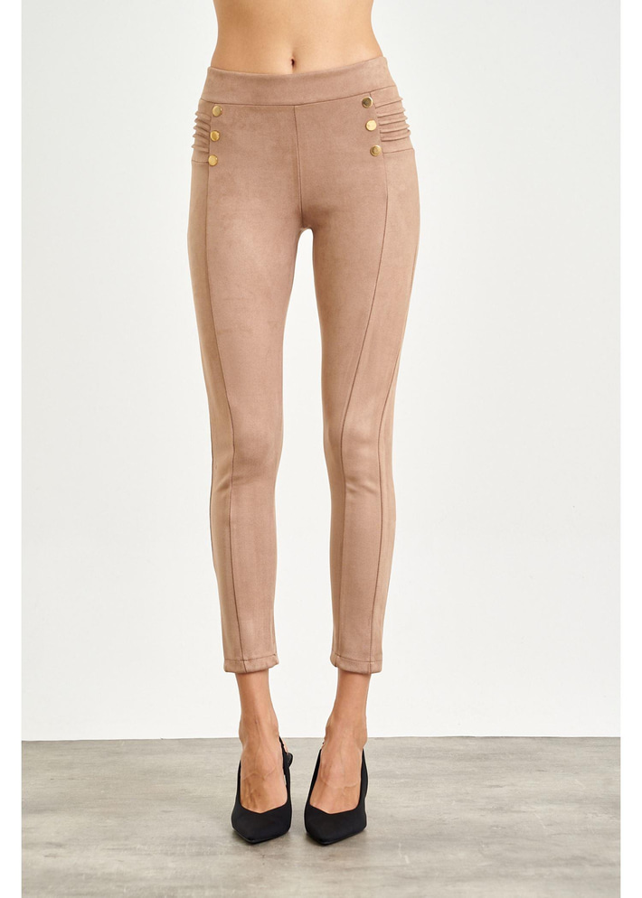 Nervür Detaylı Süet Tayt