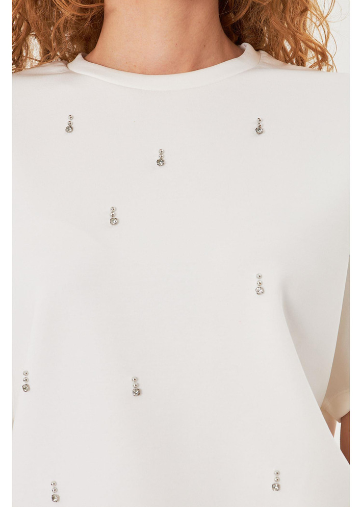 Önü Taşlı Kolsuz Modal T-Shirt