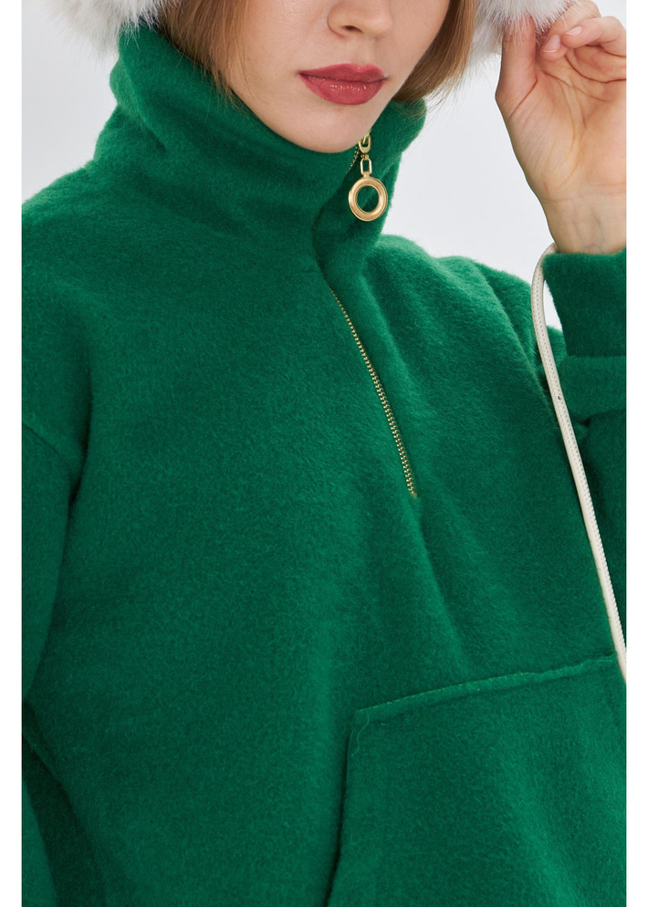 Önü Yarım Fermuarlı Kaşe Sweatshirt 