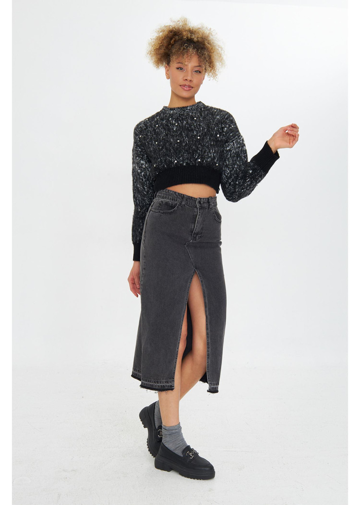 Peluş Dokulu Crop Kazak 