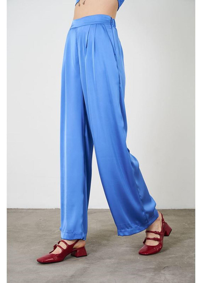 Pile Detaylı Saten Pantolon