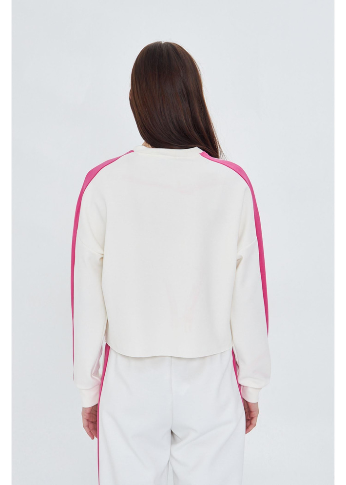 Şeritli Scuba Modal Crop Sweatshirt 