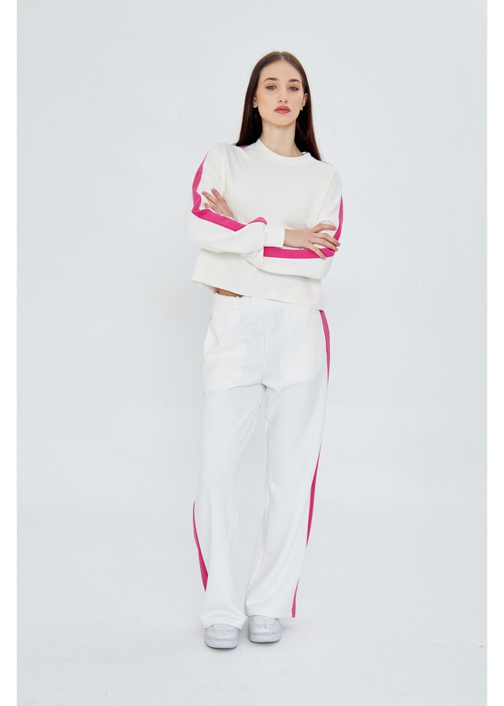 Şeritli Scuba Modal Crop Sweatshirt 