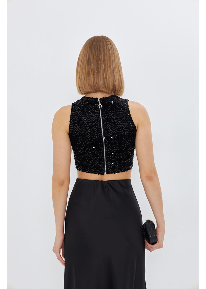 Sıfır Kol Pul Payet Bluz 