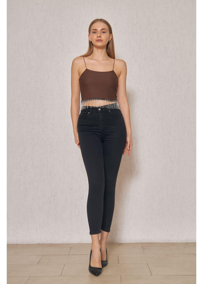 Taş Detaylı Crop Bluz 