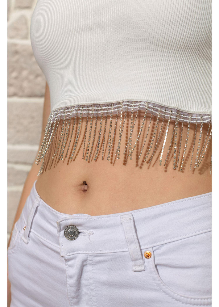 Taş Detaylı Crop Bluz