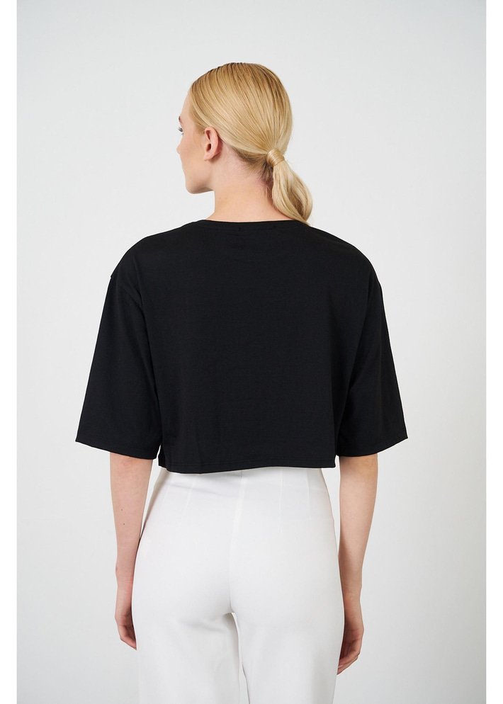 Taş Detaylı Crop T-Shirt