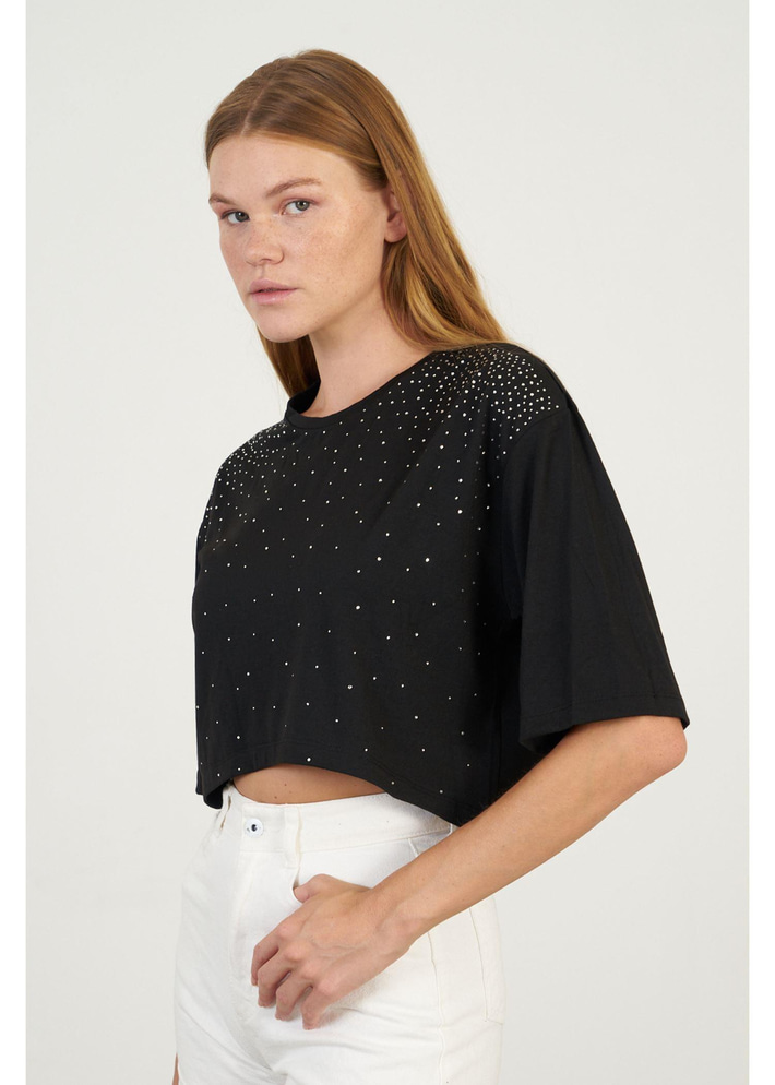 Taş İşlemeli Basic T-Shirt