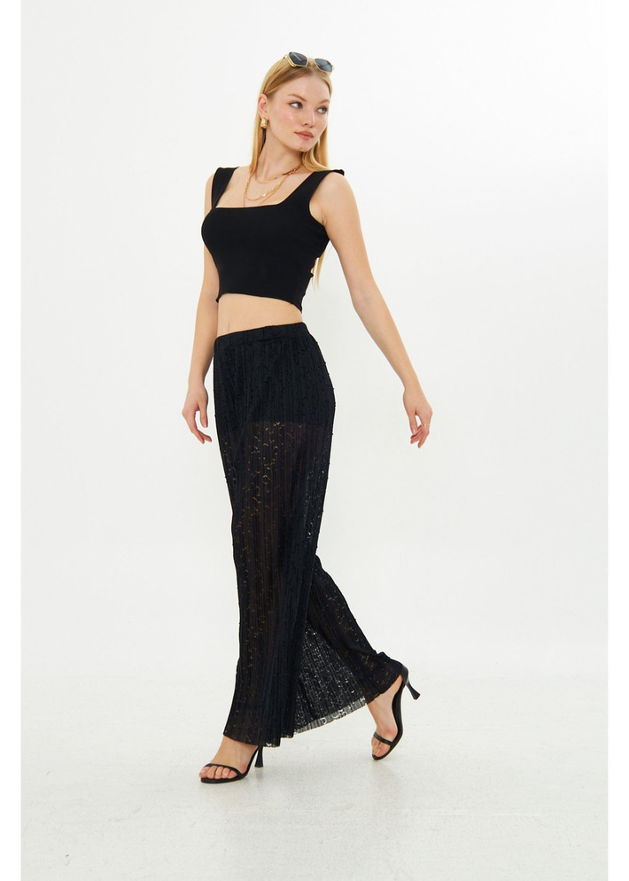 Taş İşlemeli Örme Pantolon 