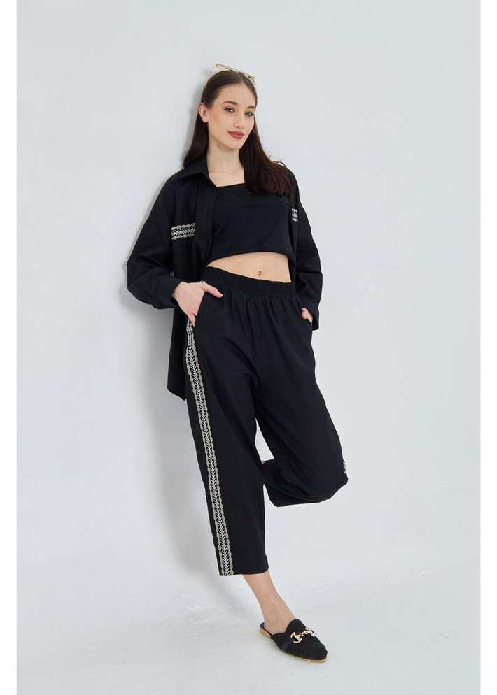 Yanları Nakışlı Gabardin Pantolon 