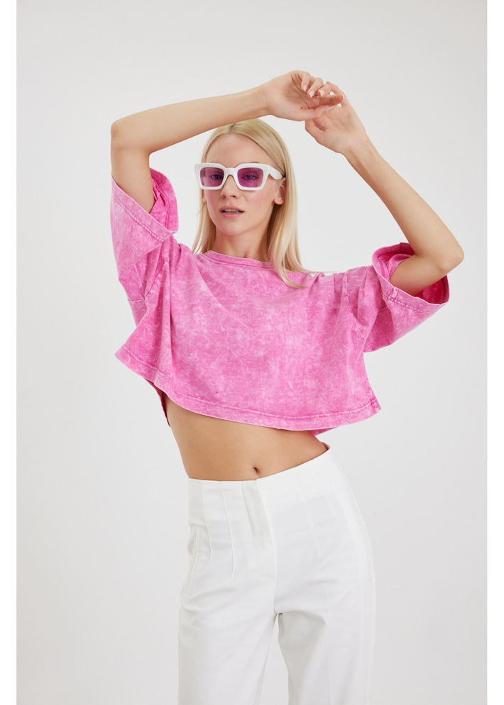 Yıkamalı Crop T-Shirt