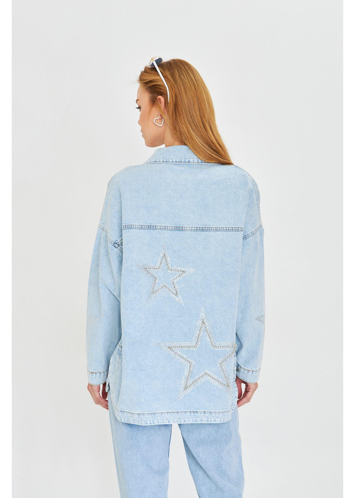 Yıldız İşlemeli Jean Ceket 