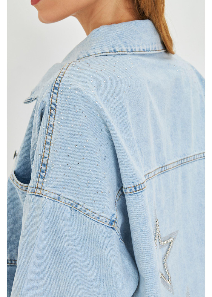 Yıldız İşlemeli Jean Ceket 