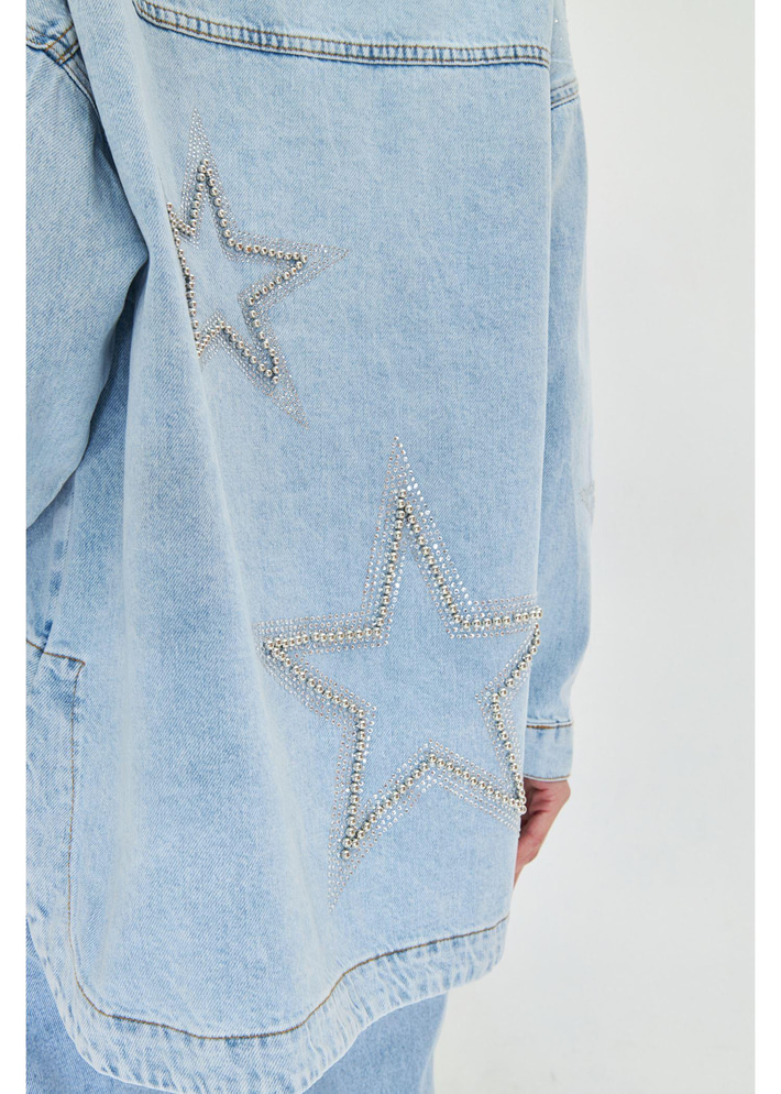 Yıldız İşlemeli Jean Ceket 