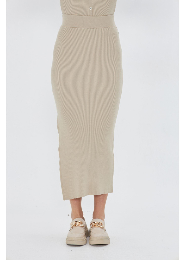 Yırtmaç Detaylı Triko Etek 