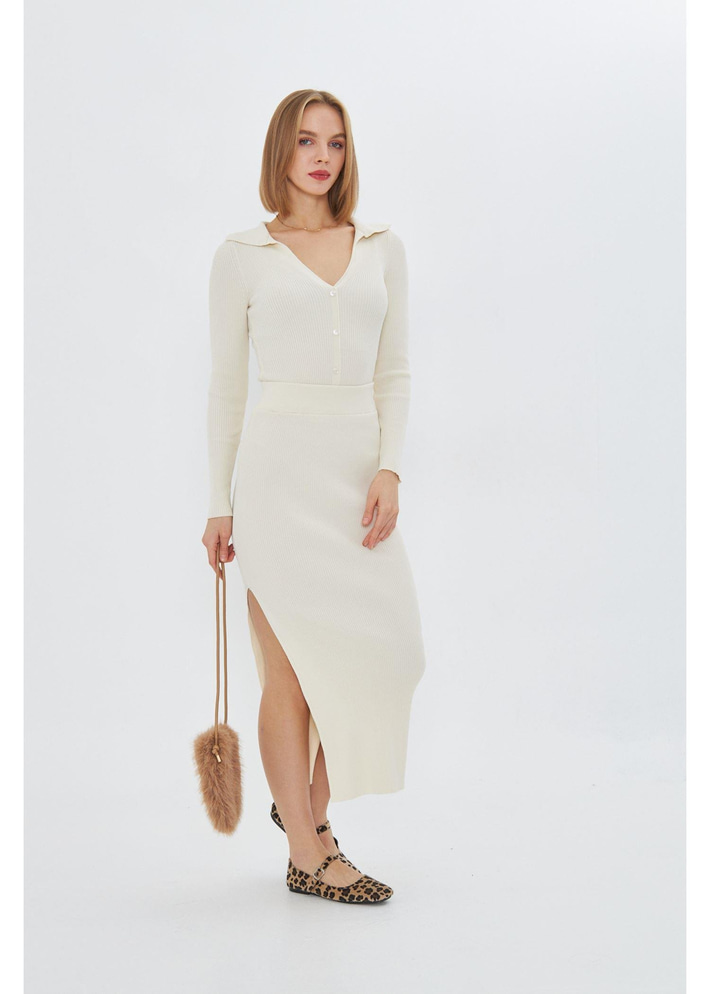 Yırtmaç Detaylı Triko Etek 