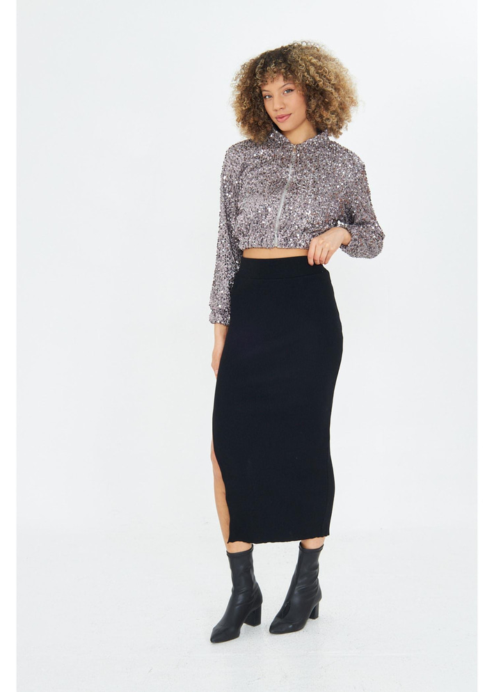 Yırtmaç Detaylı Triko Etek 