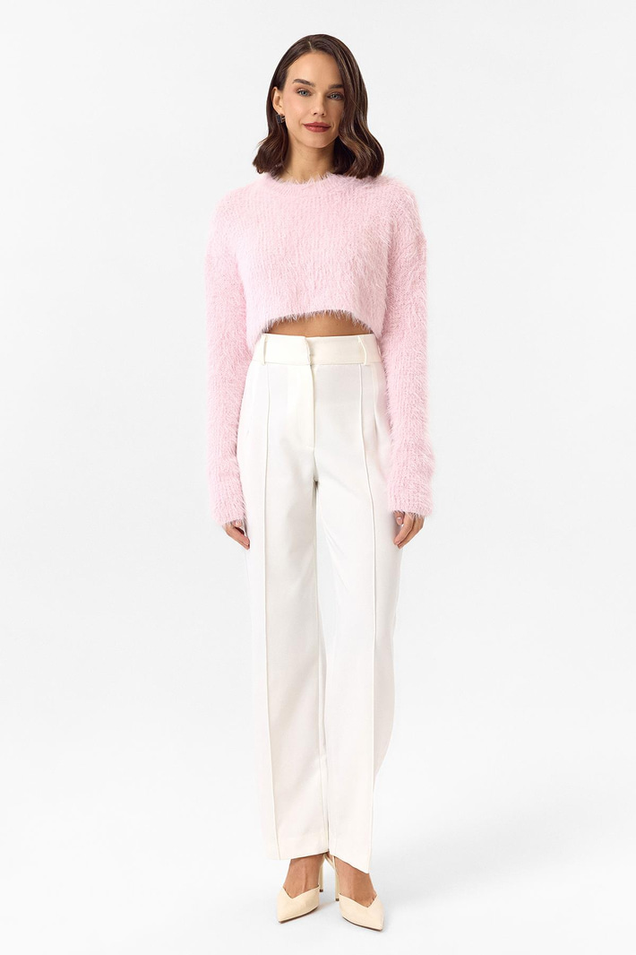 Bisiklet Yaka Crop Kazak