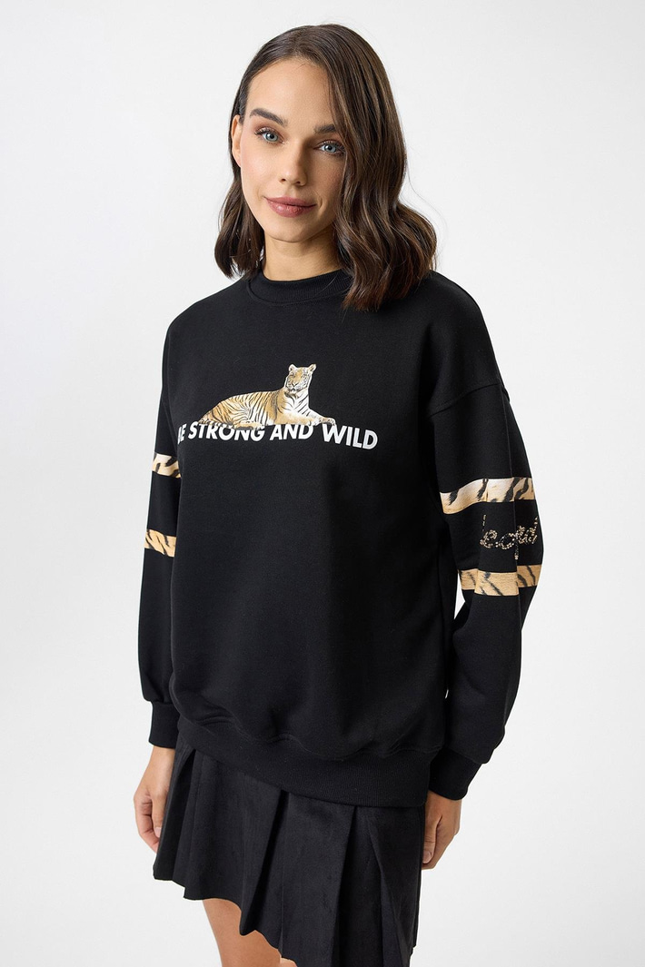 Kaplan Baskılı Sweatshirt