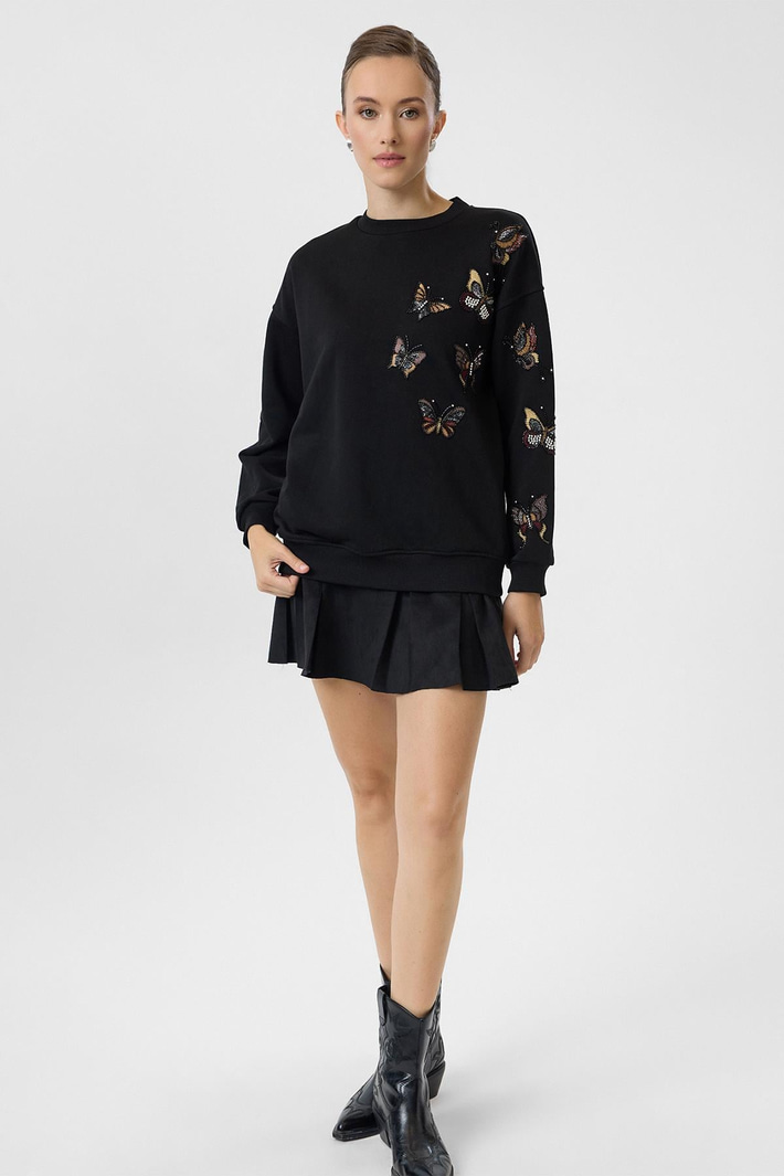 Kelebek Nakışlı Sweatshirt