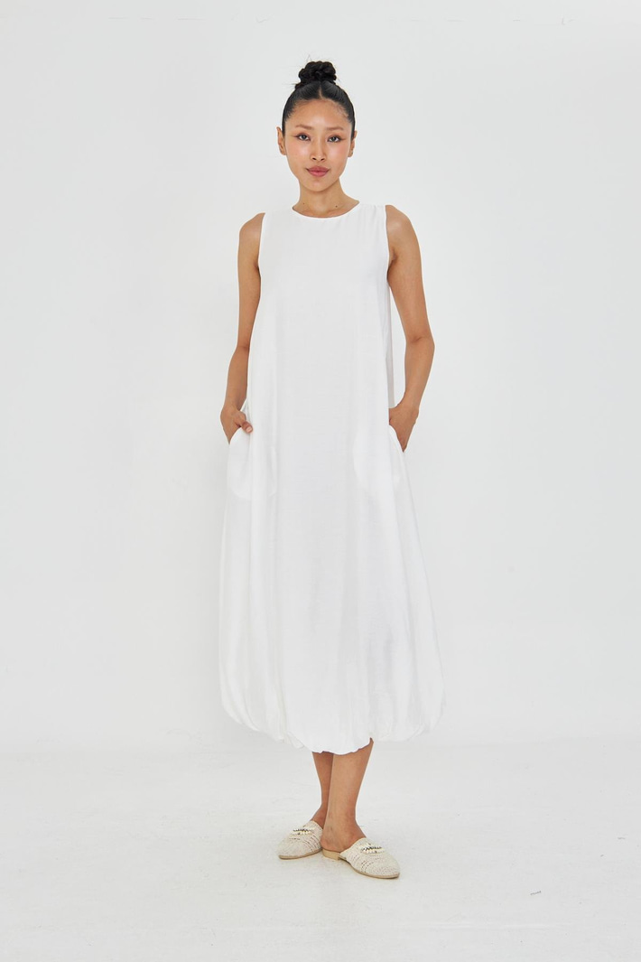 Sıfır Kol Balon Etekli Elbise