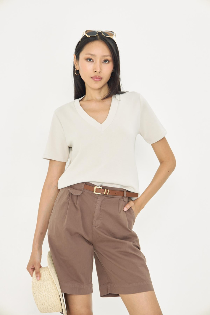 V Yaka Oversize Modal T-Shirt