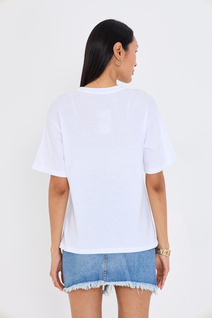 California Nakışlı Tedy Taşlı T-shirt - Siyah