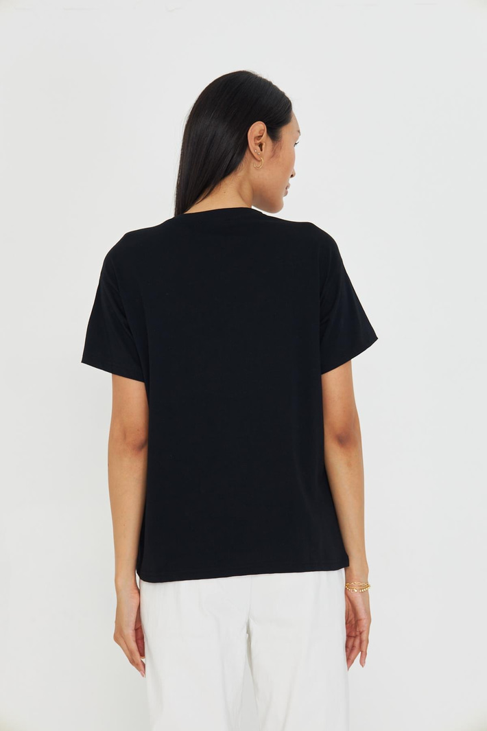 Baskılı Desen Taşlı T-shirt