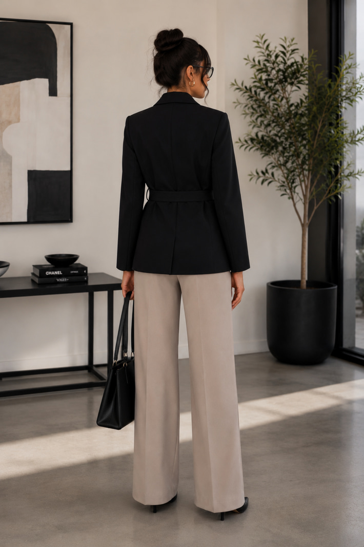 Kuşak Detaylı Blazer Ceket