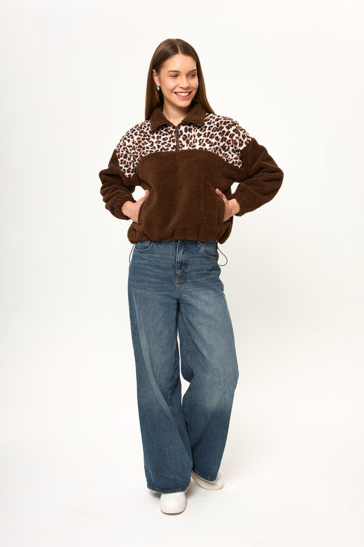 Yarım Fermuarlı Kapitoneli Sweatshirt