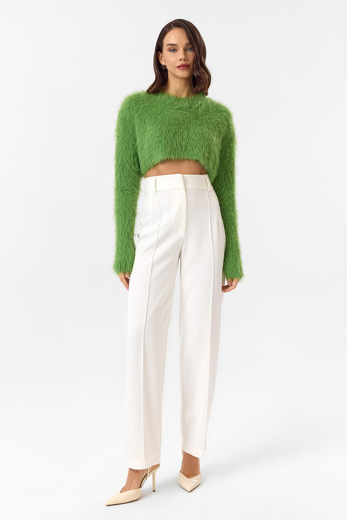 Bisiklet Yaka Crop Kazak