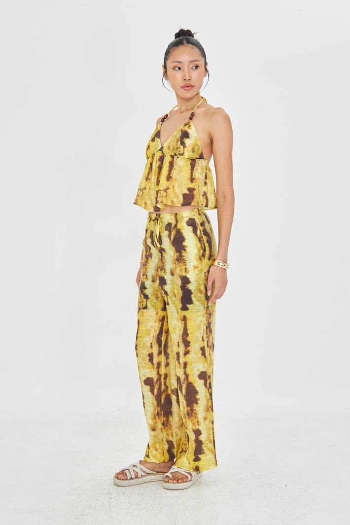 Desenli Bol Paça Pantolon