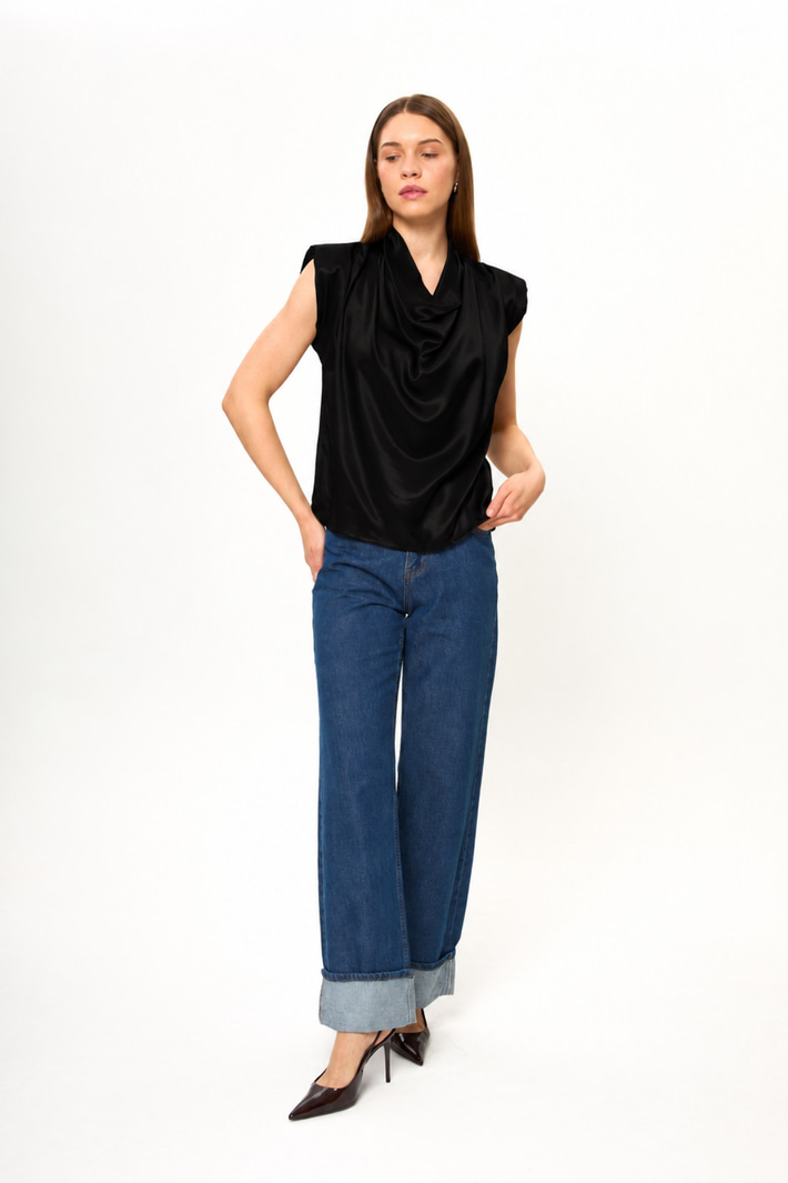 Drape Düşük Kol Bluz