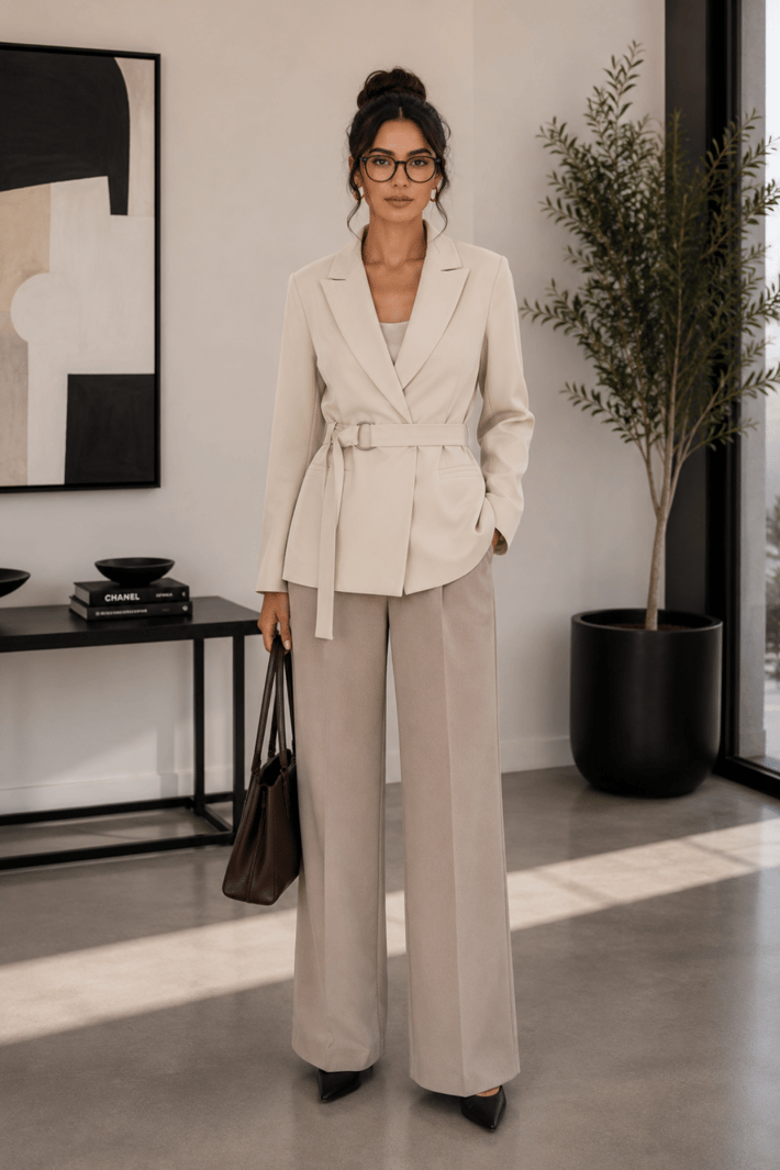 Kuşak Detaylı Blazer Ceket