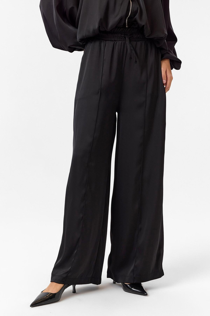 Önü Çimalı Saten Pantolon