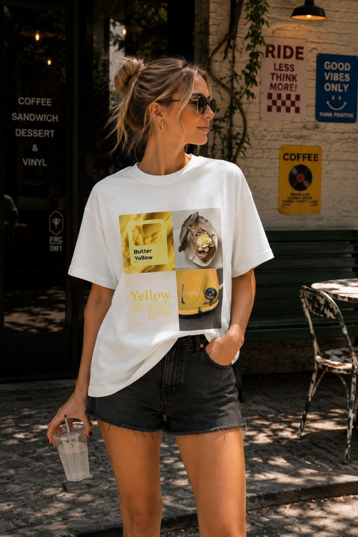 Yellow Baskılı Basic Tişört
