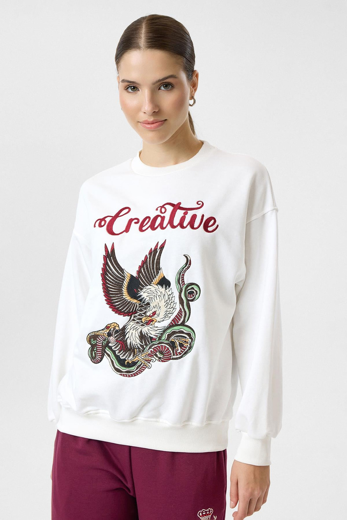 Creative Kartal Nakışlı Sweatshirt