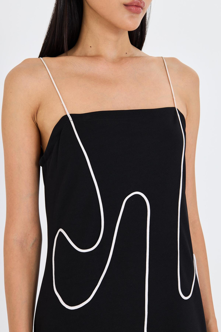 İp Askılı Yırtmaçlı Midi Boy Elbise