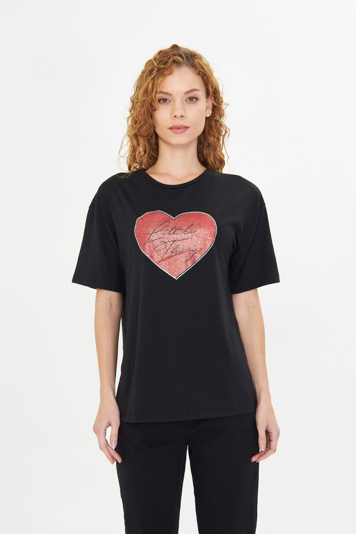 Kalp Baskılı T-Shirt