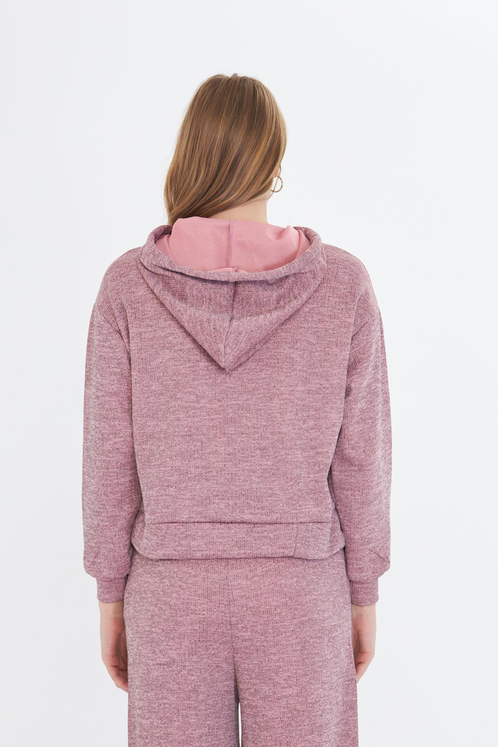 Kapüşonlu Triko Sweatshirt 