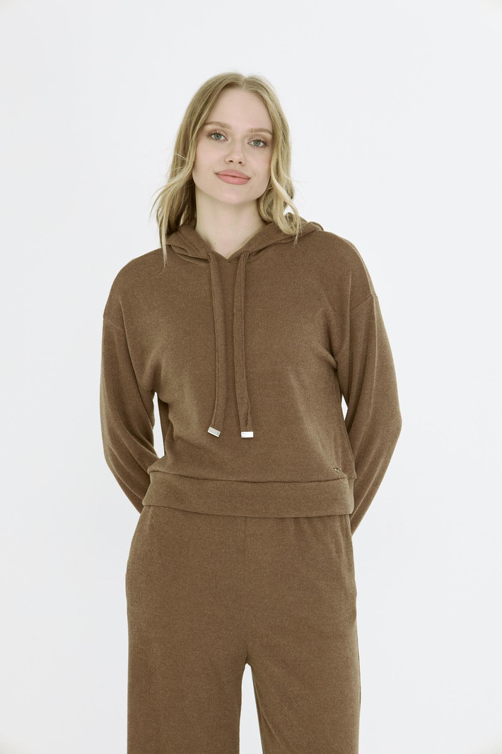 Kapüşonlu Triko Sweatshirt 
