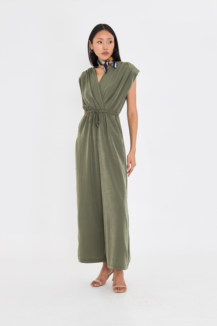 Kruvaze Yaka Sıfır Kol Tulum