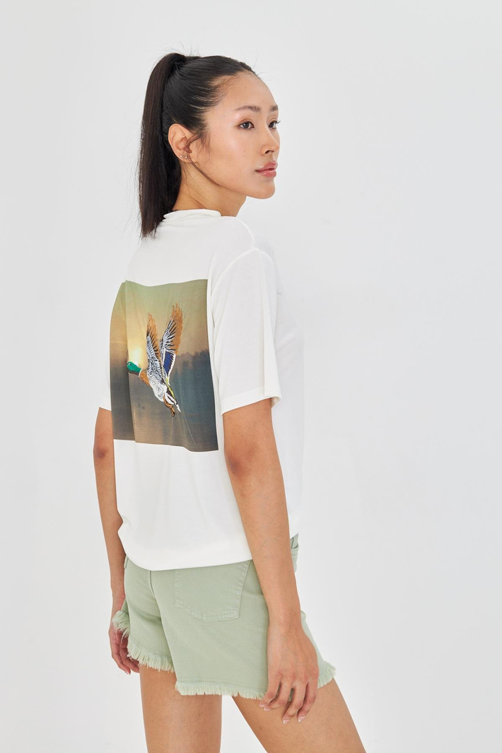 Ördek Nakışlı Taşlı T-Shirt