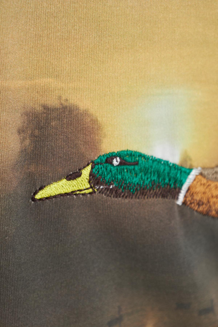 Ördek Nakışlı Taşlı T-Shirt