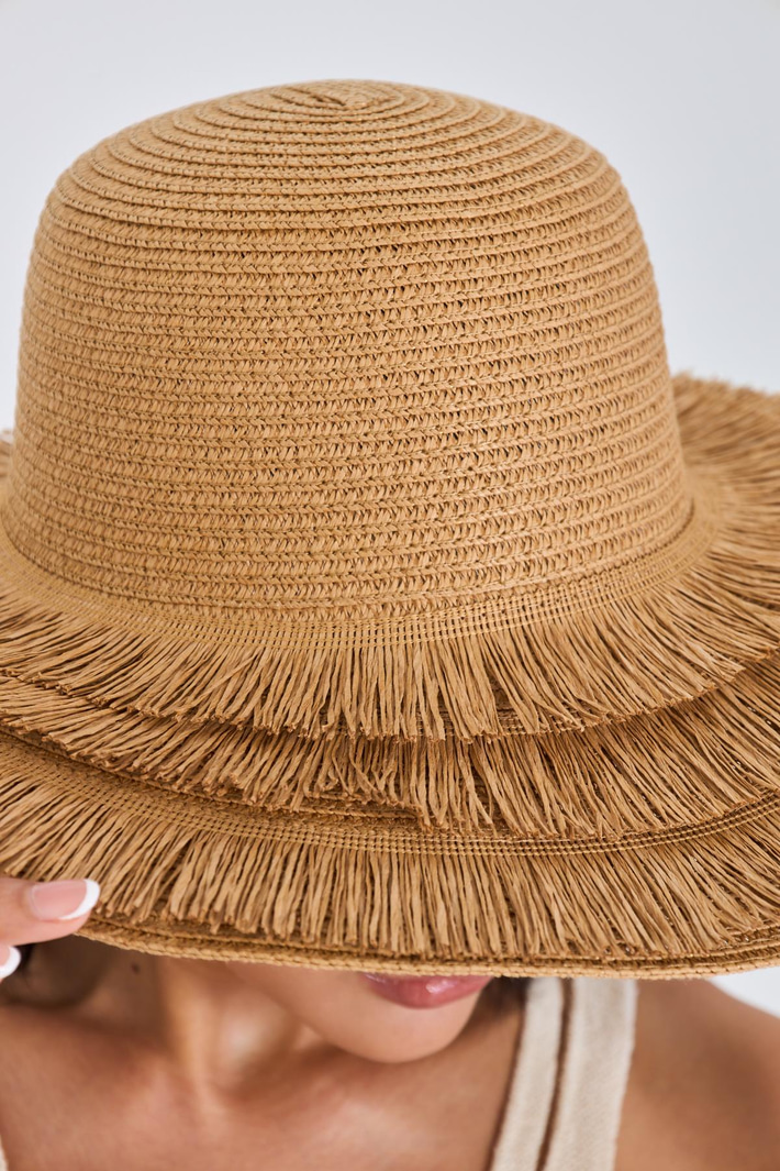 Püsküllü Hasır Şapka