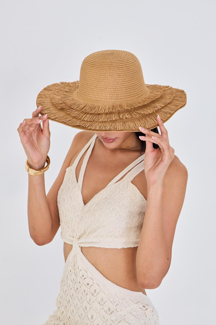 Püsküllü Hasır Şapka